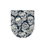 White Floral Sugar Skull Pattern Print Toilet Lid Cover