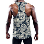 White Floral Sugar Skull Pattern Print Training Tank Top