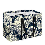 White Floral Sugar Skull Pattern Print Utility Tote Bag