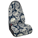 White Floral Sugar Skull Pattern Print Waterproof Car Seat Cover