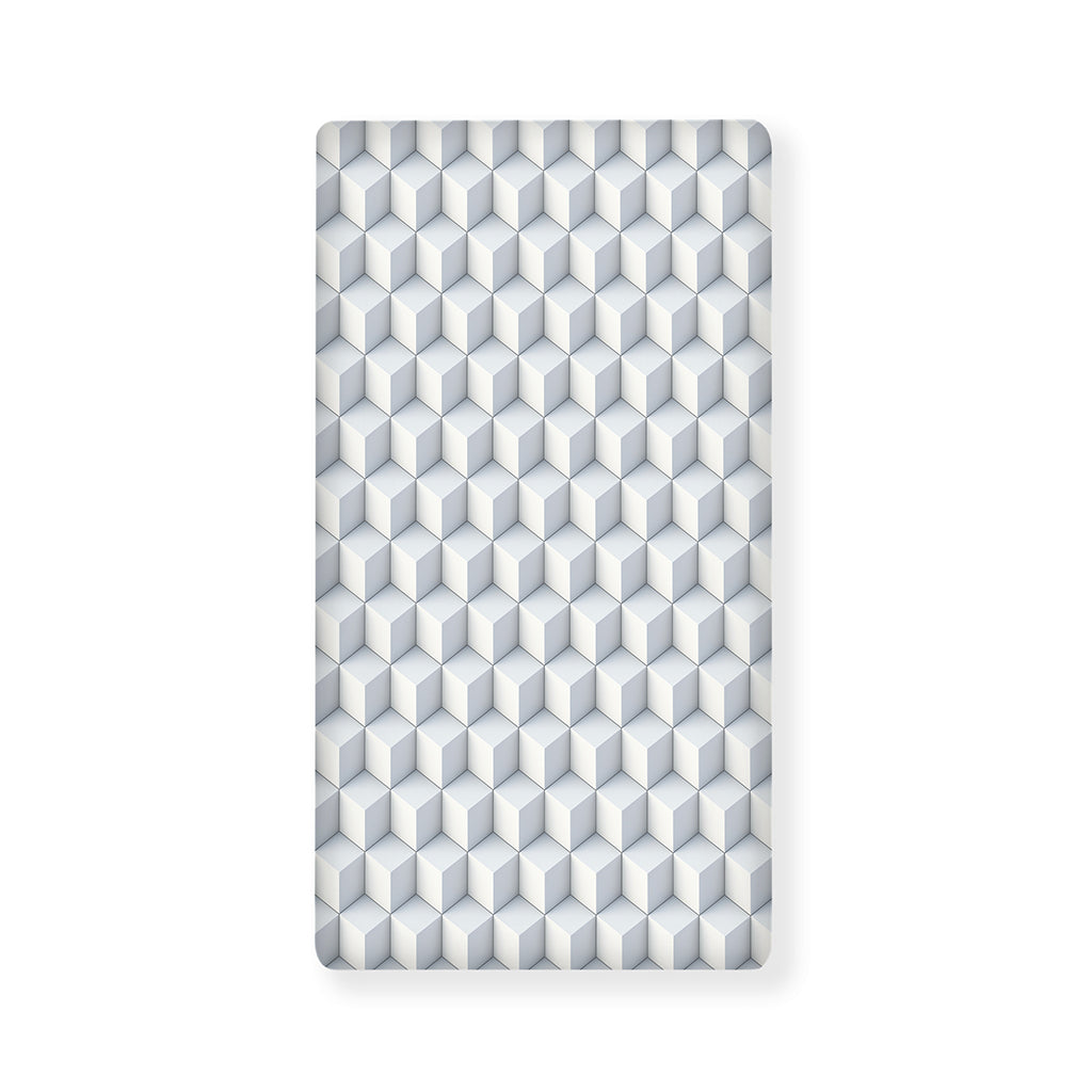 White Geometric Cube Shape Pattern Print Baby Crib Sheet