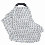 White Geometric Cube Shape Pattern Print Baby Seat Cover