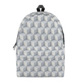 White Geometric Cube Shape Pattern Print School Backpack