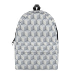 White Geometric Cube Shape Pattern Print Backpack