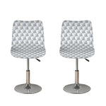 White Geometric Cube Shape Pattern Print Bar Stool Covers