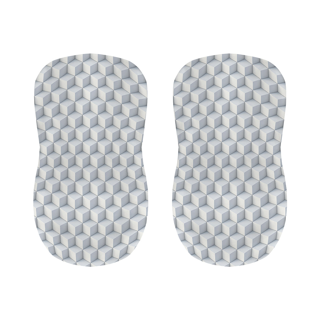 White Geometric Cube Shape Pattern Print Bar Stool Covers