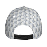 White Geometric Cube Shape Pattern Print Baseball Cap