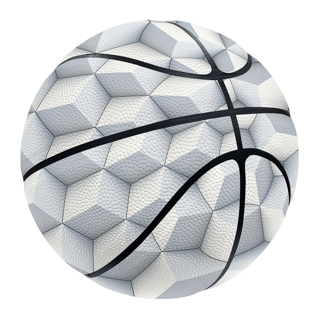 White Geometric Cube Shape Pattern Print Basketball