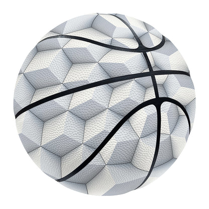 White Geometric Cube Shape Pattern Print Basketball