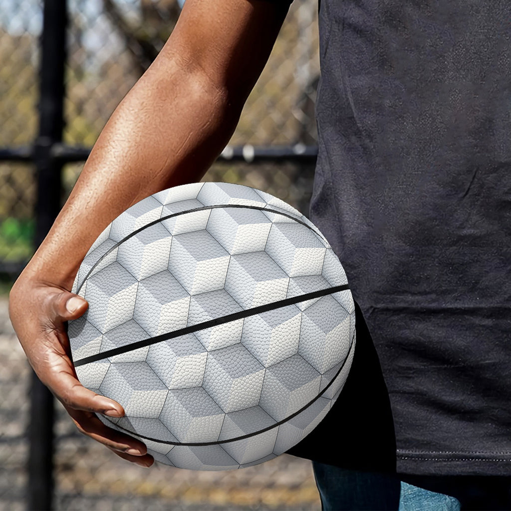 White Geometric Cube Shape Pattern Print Basketball