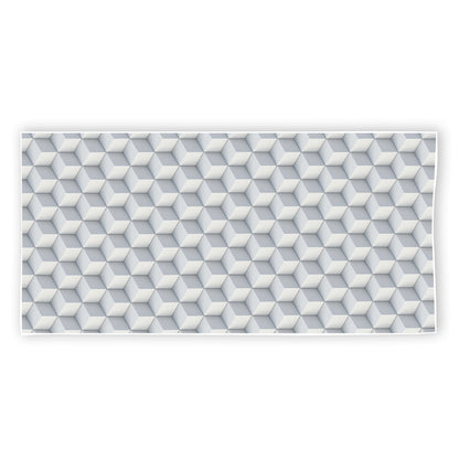 White Geometric Cube Shape Pattern Print Beach Towel