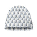 White Geometric Cube Shape Pattern Print Beanie