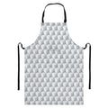 White Geometric Cube Shape Pattern Print Bib Apron With Pocket