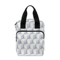 White Geometric Cube Shape Pattern Print Bible Tote Bag