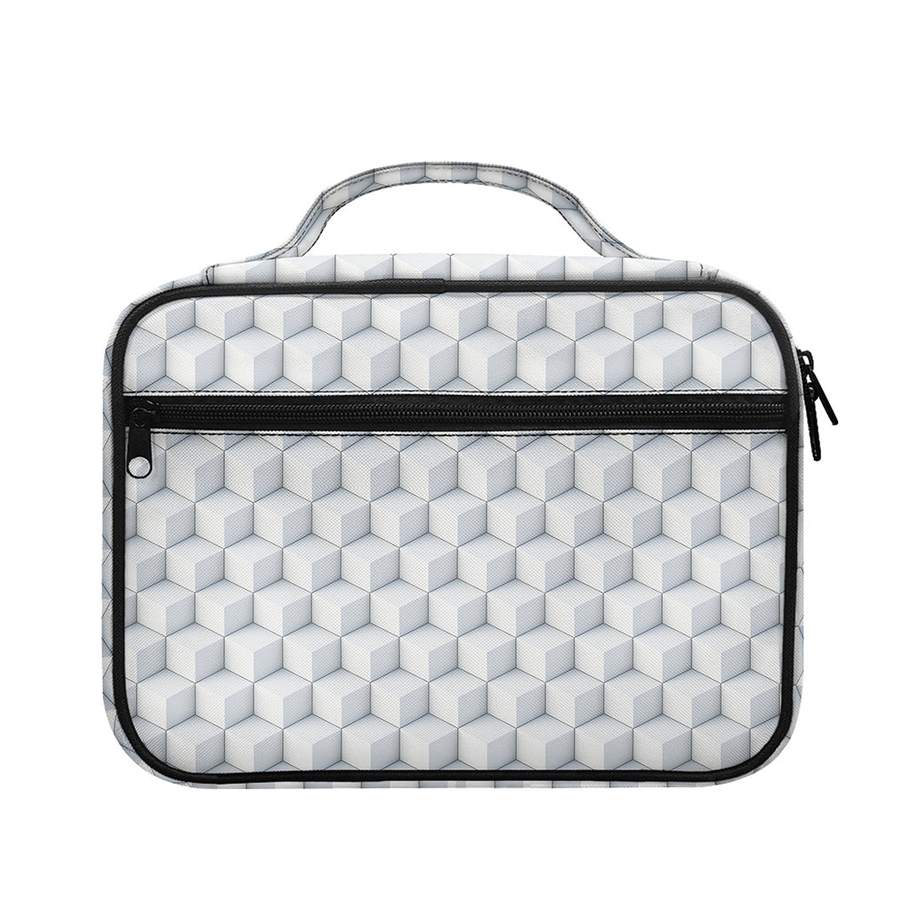 White Geometric Cube Shape Pattern Print Briefcase Bible Bag