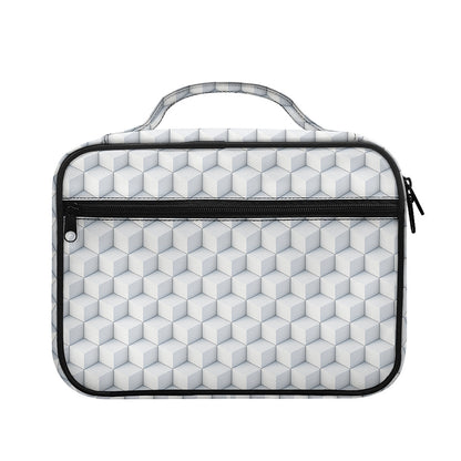 White Geometric Cube Shape Pattern Print Briefcase Bible Bag