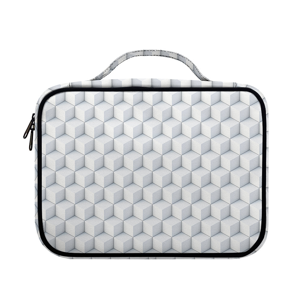 White Geometric Cube Shape Pattern Print Briefcase Bible Bag