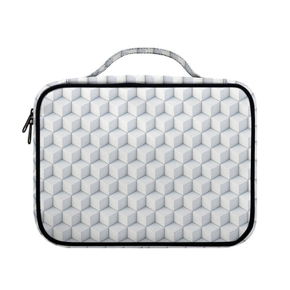 White Geometric Cube Shape Pattern Print Briefcase Bible Bag