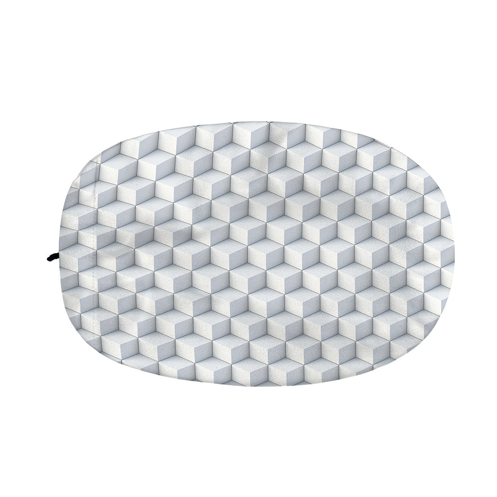 White Geometric Cube Shape Pattern Print Car Side Mirror Covers