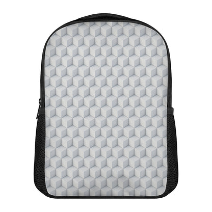 White Geometric Cube Shape Pattern Print Casual Backpack