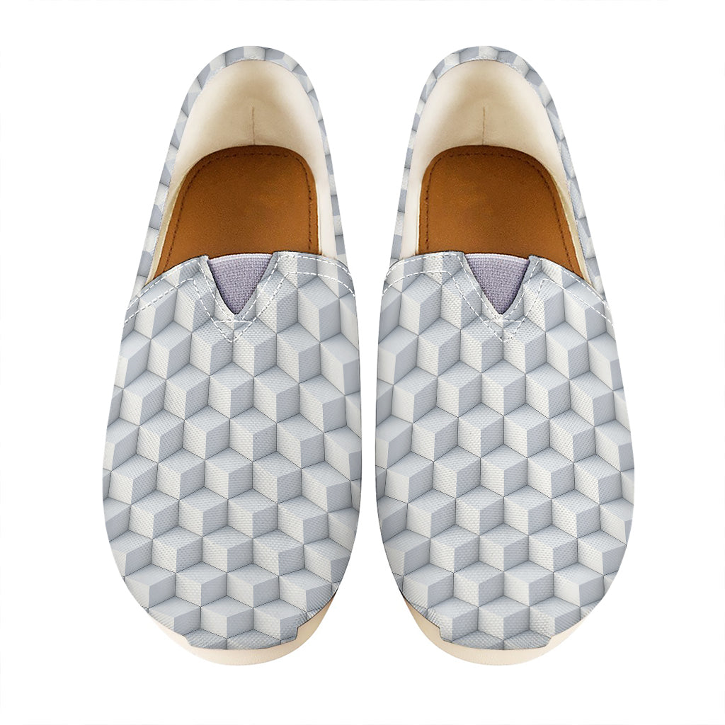 White Geometric Cube Shape Pattern Print Casual Shoes