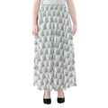 White Geometric Cube Shape Pattern Print Chiffon Maxi Skirt