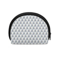 White Geometric Cube Shape Pattern Print Coin Purse