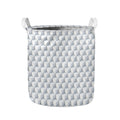 White Geometric Cube Shape Pattern Print Collapsible Laundry Basket