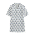 White Geometric Cube Shape Pattern Print Cotton Hawaiian Shirt