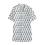 White Geometric Cube Shape Pattern Print Cotton Hawaiian Shirt