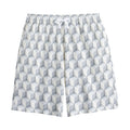 White Geometric Cube Shape Pattern Print Cotton Shorts