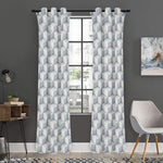 White Geometric Cube Shape Pattern Print Curtain