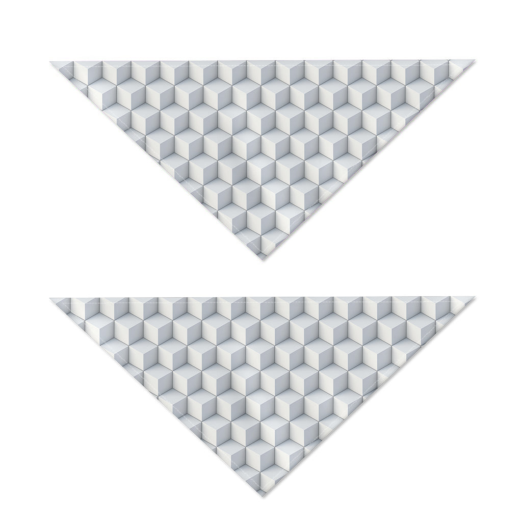 White Geometric Cube Shape Pattern Print Dog Bandana