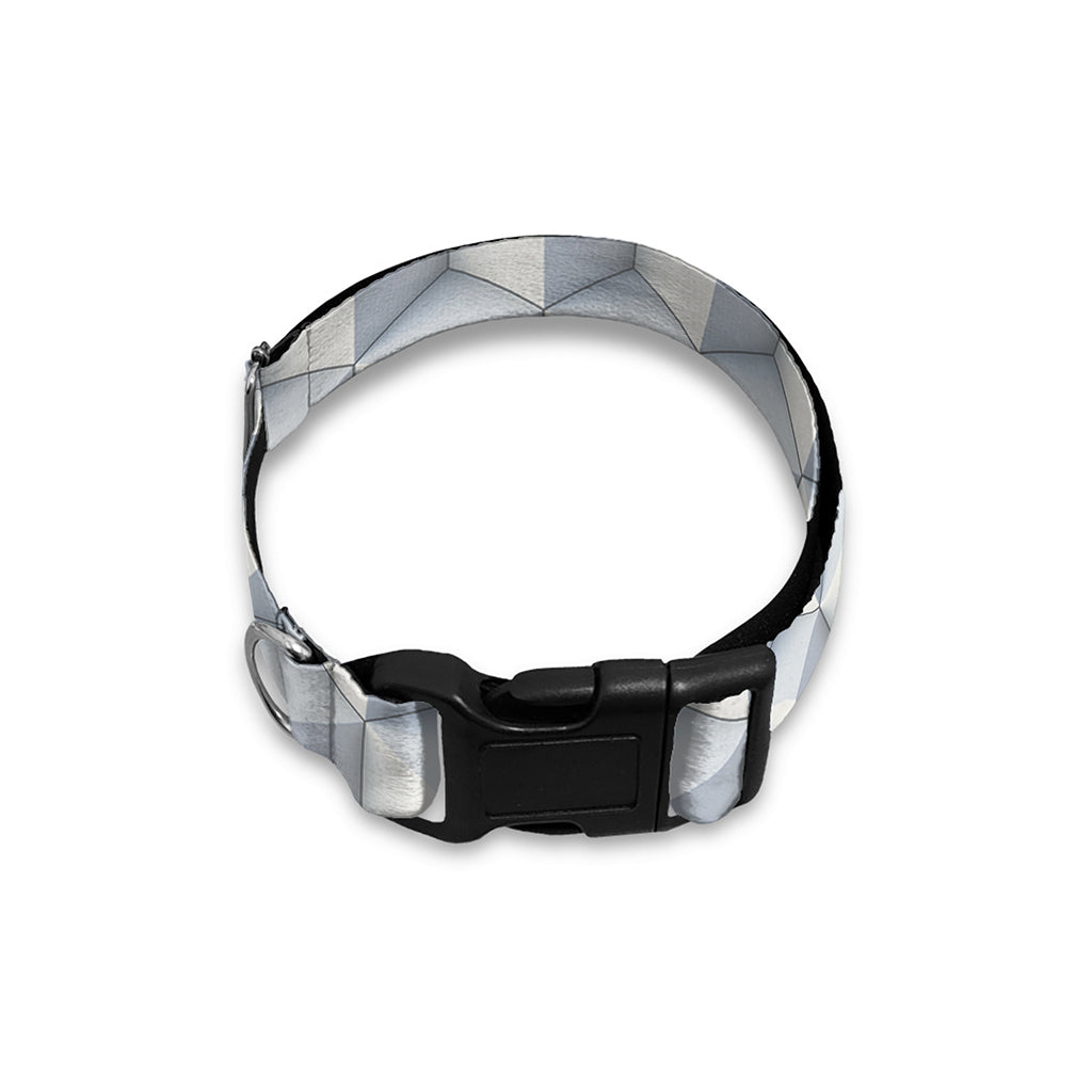 White Geometric Cube Shape Pattern Print Dog Collar