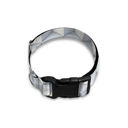 White Geometric Cube Shape Pattern Print Dog Collar