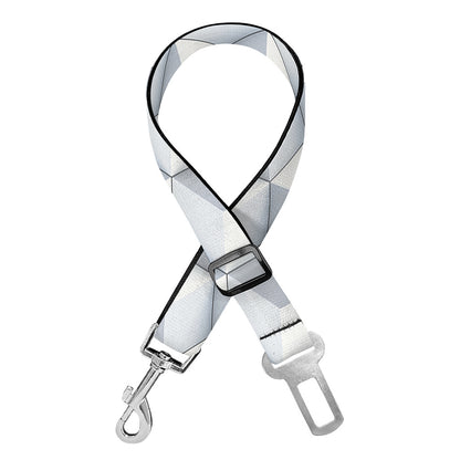 White Geometric Cube Shape Pattern Print Dog Seat Belt