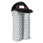 White Geometric Cube Shape Pattern Print Double Neoprene Wine Tote
