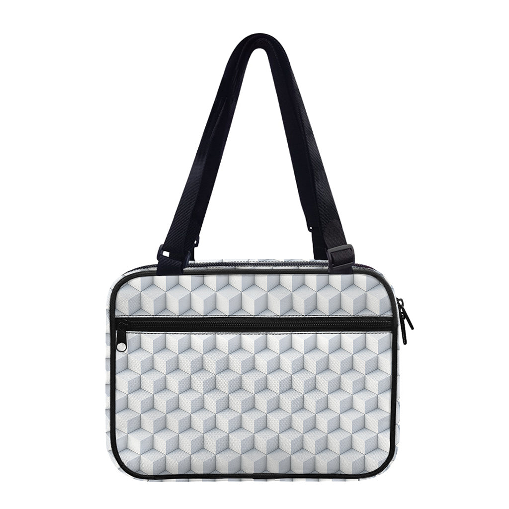 White Geometric Cube Shape Pattern Print Double Strap Bible Bag