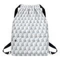 White Geometric Cube Shape Pattern Print Drawstring Backpack