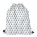 White Geometric Cube Shape Pattern Print Drawstring Bag