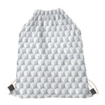 White Geometric Cube Shape Pattern Print Drawstring Bag