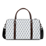 White Geometric Cube Shape Pattern Print Duffle Bag