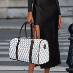 White Geometric Cube Shape Pattern Print Duffle Bag