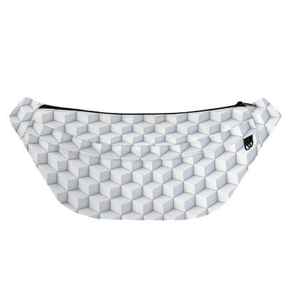 White Geometric Cube Shape Pattern Print Fanny Pack