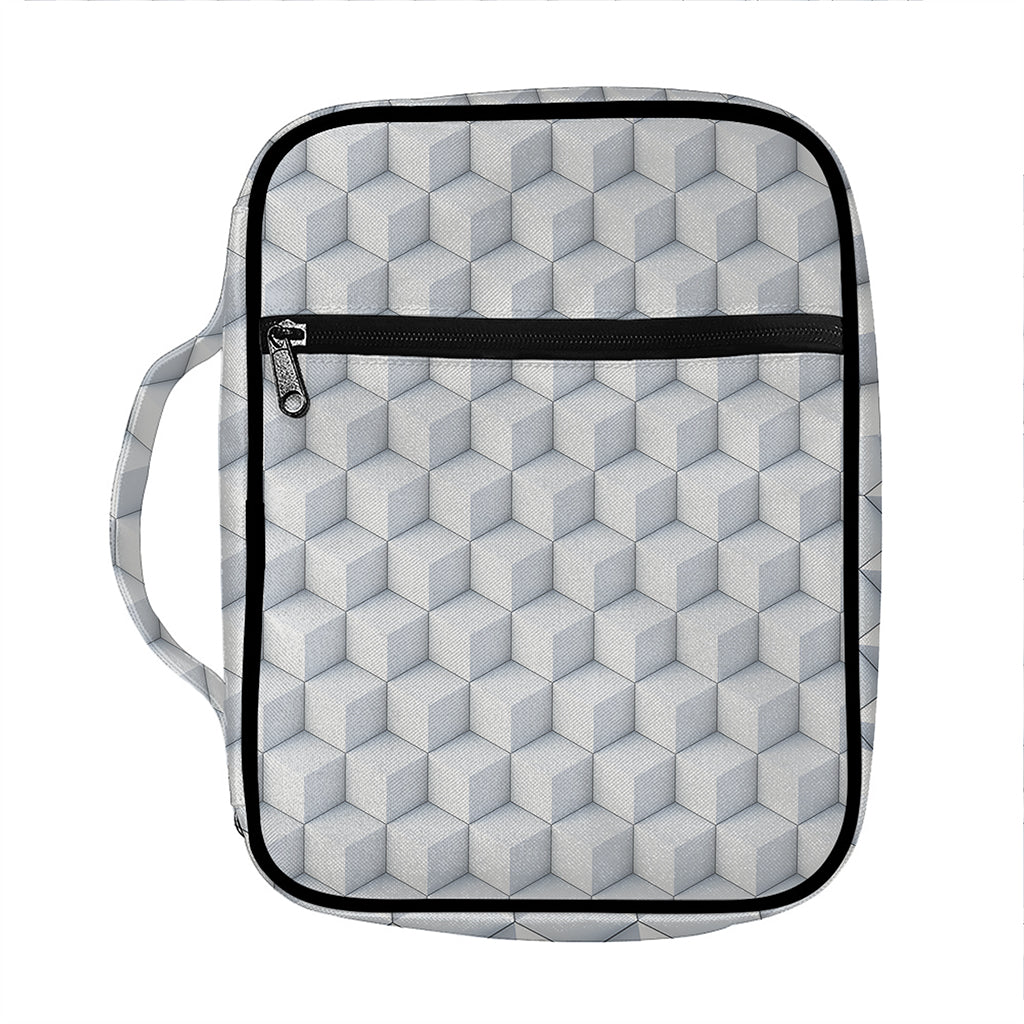 White Geometric Cube Shape Pattern Print Front Pocket Bible Bag