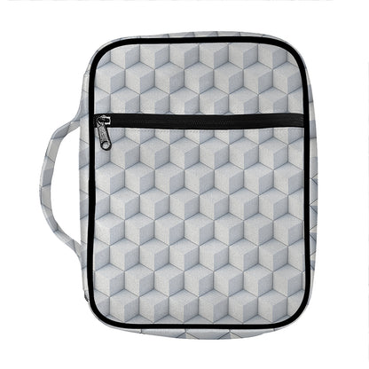 White Geometric Cube Shape Pattern Print Front Pocket Bible Bag