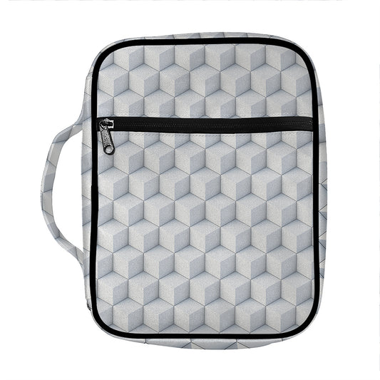 White Geometric Cube Shape Pattern Print Front Pocket Bible Bag