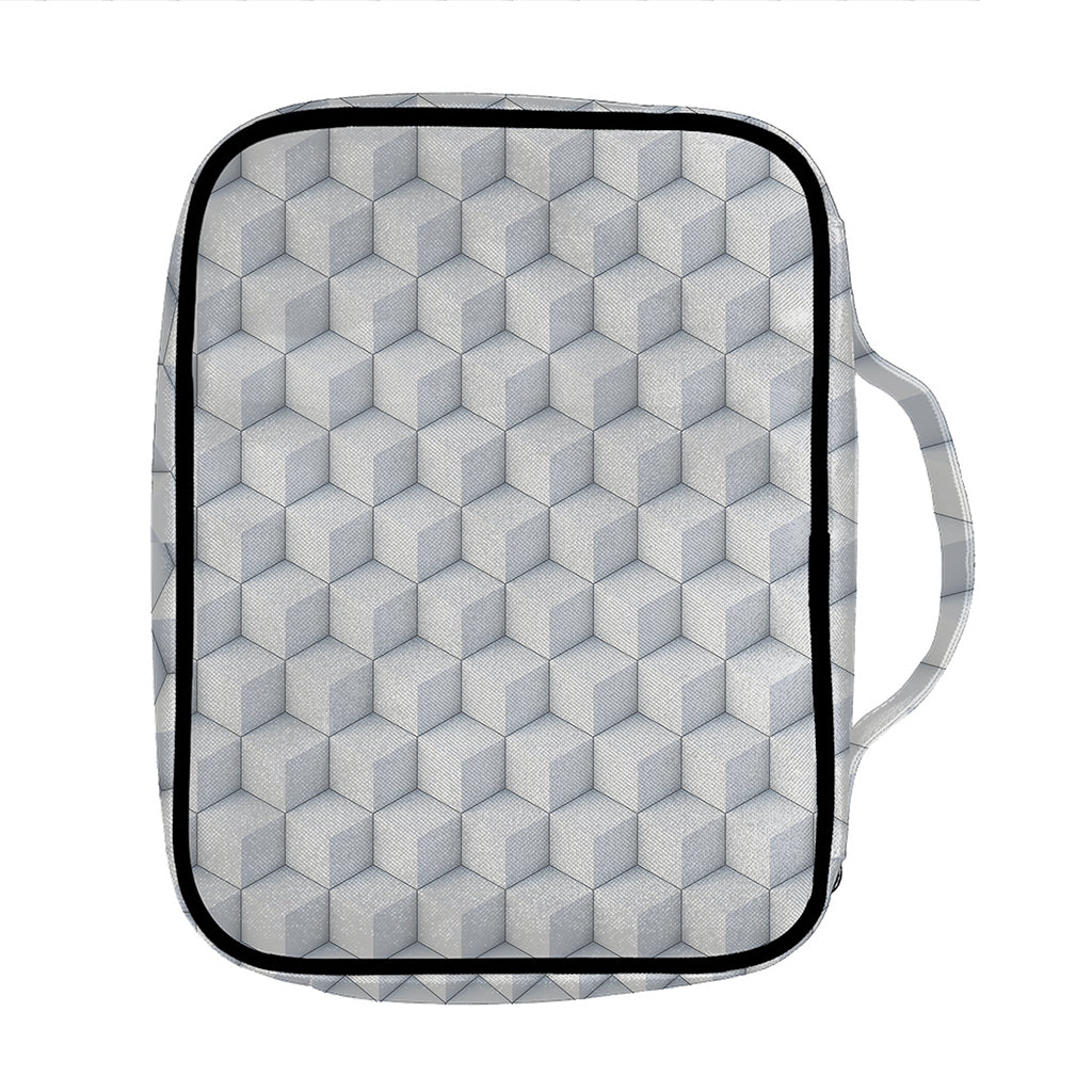 White Geometric Cube Shape Pattern Print Front Pocket Bible Bag