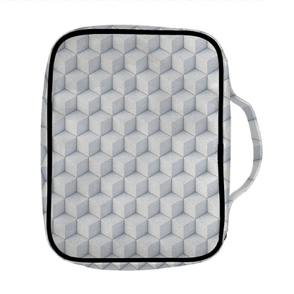 White Geometric Cube Shape Pattern Print Front Pocket Bible Bag