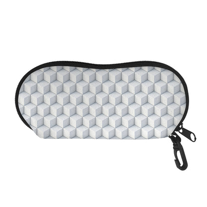 White Geometric Cube Shape Pattern Print Glasses Case